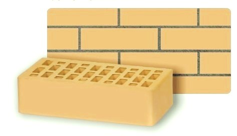 Облицовочный пустотелый, М-150,120x250x65, желтый, Воротынский КЗ