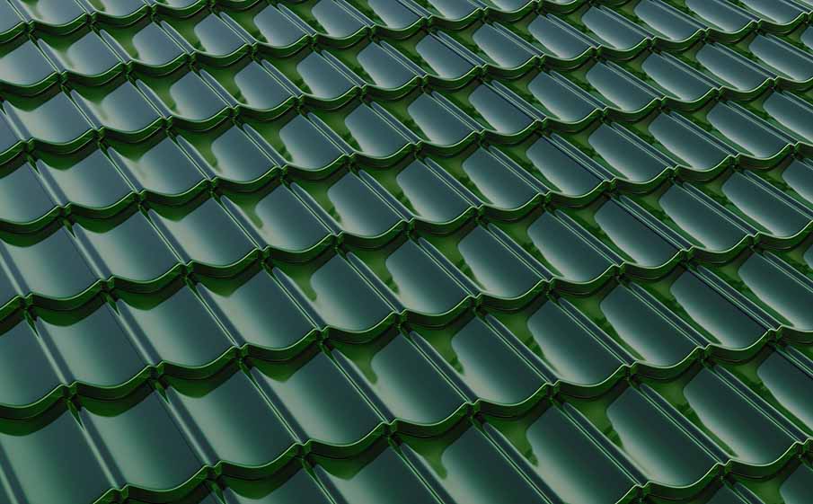 Композитная черепица рядовая AeroDek Уникум, бесшумный, цвет Зеленый глянец (64)